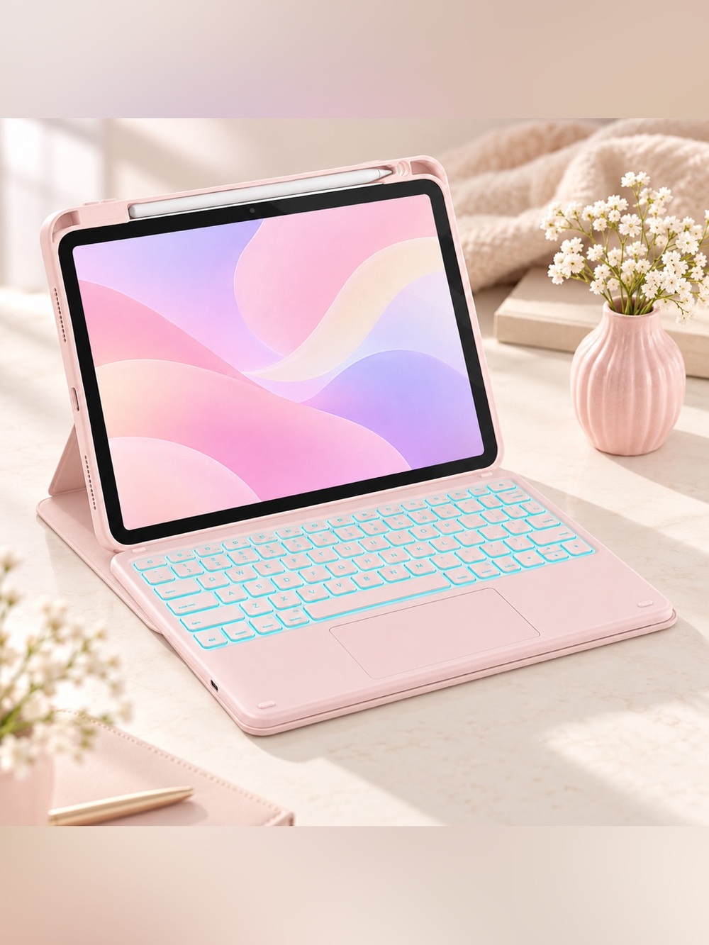 🎀 Blush Pink Backlit Keyboard Case for iPad A16 2025 / 10th Gen 2022B